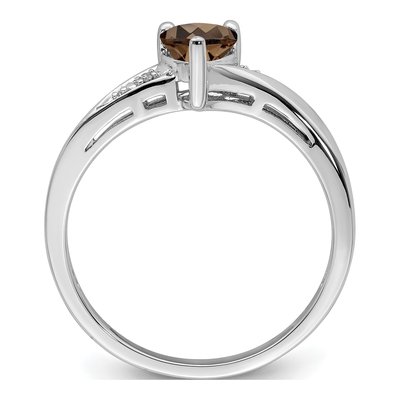 Sterling Silver Smoky Quartz & Diamond Heart Ring – view 3