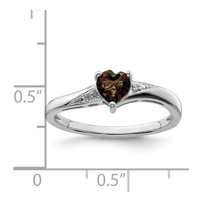 Sterling Silver Smoky Quartz & Diamond Heart Ring – view 4