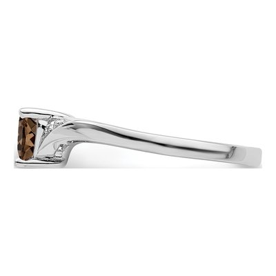 Sterling Silver Smoky Quartz & Diamond Heart Ring – view 5