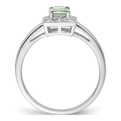 Sterling Silver Prasiolite & Diamond Ring – view 3
