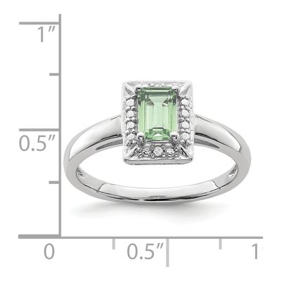 Sterling Silver Prasiolite & Diamond Ring – view 4