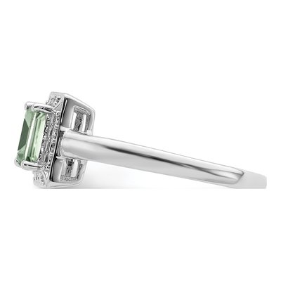 Sterling Silver Prasiolite & Diamond Ring – view 5