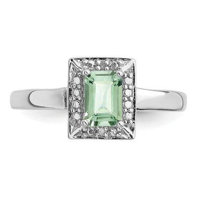 Sterling Silver Prasiolite & Diamond Ring – view 6