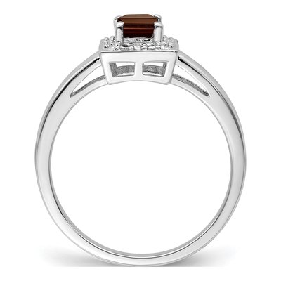 Sterling Silver Smoky Quartz & Diamond Ring – view 3