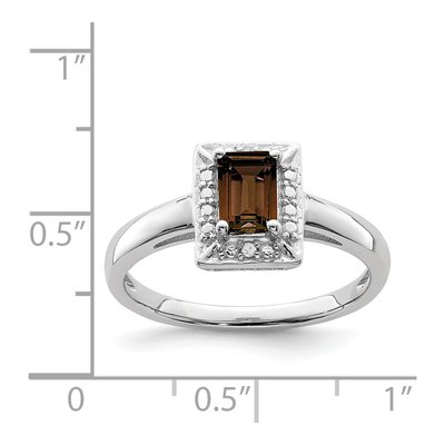 Sterling Silver Smoky Quartz & Diamond Ring – view 4