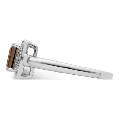 Sterling Silver Smoky Quartz & Diamond Ring – view 5