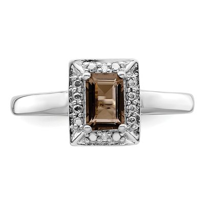 Sterling Silver Smoky Quartz & Diamond Ring – view 6