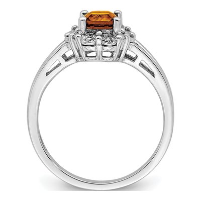 Sterling Silver Whiskey Quartz & Diamond Whiskey Ring – view 3