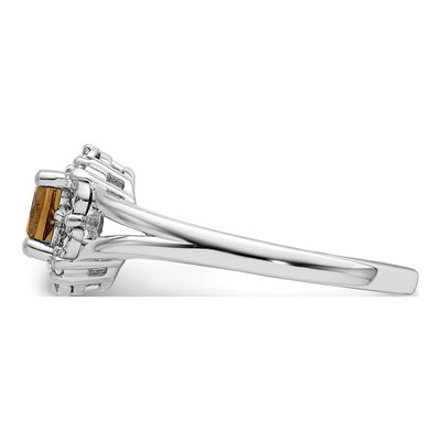 Sterling Silver Whiskey Quartz & Diamond Whiskey Ring – view 4