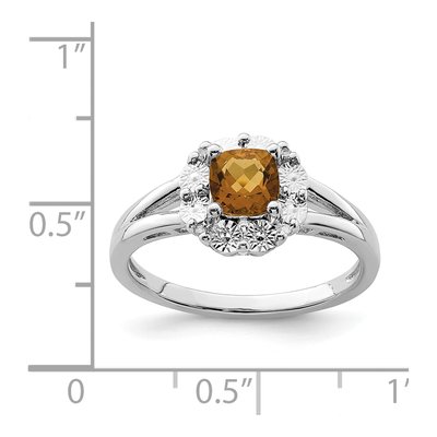 Sterling Silver Whiskey Quartz & Diamond Whiskey Ring – view 5