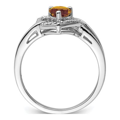 Sterling Silver Whiskey Quartz & Diamond Whiskey Heart Ring – view 3