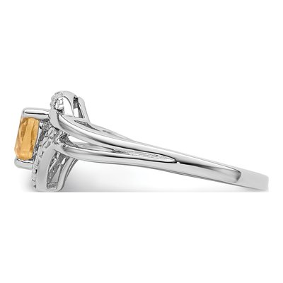 Sterling Silver Whiskey Quartz & Diamond Whiskey Heart Ring – view 4