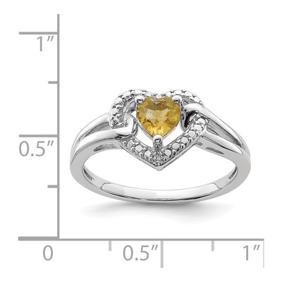 Sterling Silver Whiskey Quartz & Diamond Whiskey Heart Ring – view 5