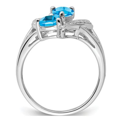 Sterling Silver Topaz & Diamond Heart Ring – view 3