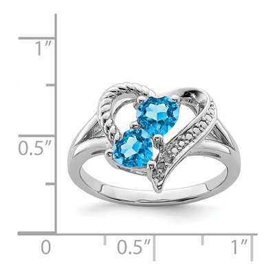 Sterling Silver Topaz & Diamond Heart Ring – view 4