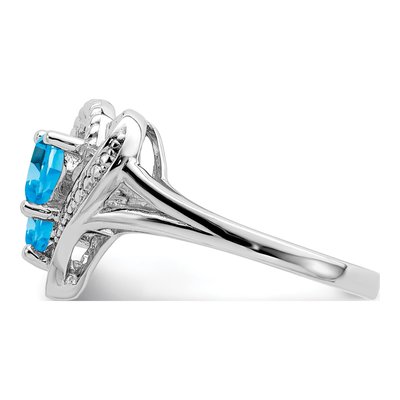 Sterling Silver Topaz & Diamond Heart Ring – view 5