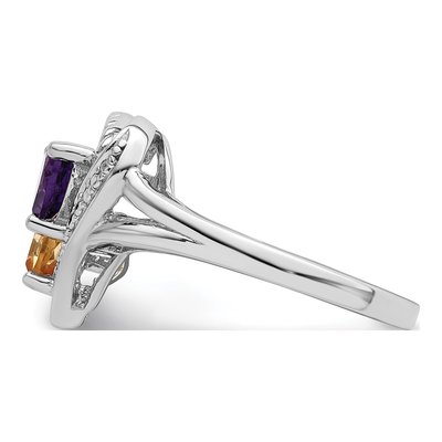 Sterling Silver Amethyst & Citrine Heart Ring – view 5