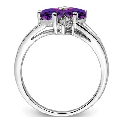 Sterling Silver Amethyst & Diamond Heart Ring – view 3