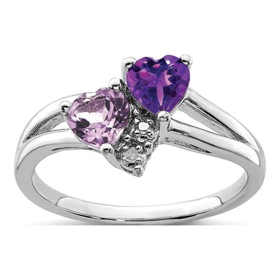 Sterling Silver Rose de France Amethyst & Amethyst Ring