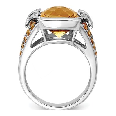 Sterling Silver Citrine & Diamond Ring – view 3