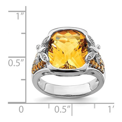 Sterling Silver Citrine & Diamond Ring – view 4