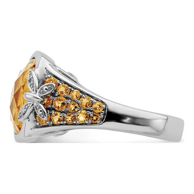 Sterling Silver Citrine & Diamond Ring – view 5