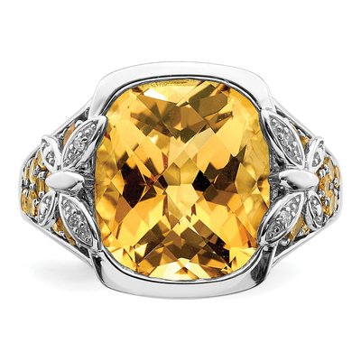 Sterling Silver Citrine & Diamond Ring – view 6