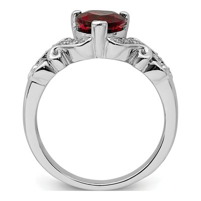 Sterling Silver 1/20 ct tw Garnet & Diamond Ring – view 3