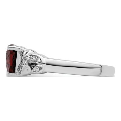Sterling Silver 1/20 ct tw Garnet & Diamond Ring – view 4