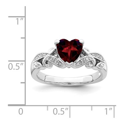 Sterling Silver 1/20 ct tw Garnet & Diamond Ring – view 5