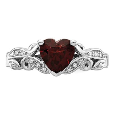 Sterling Silver 1/20 ct tw Garnet & Diamond Ring – view 6