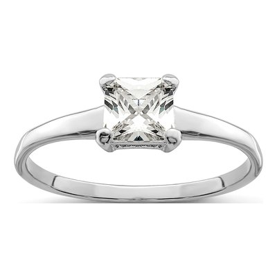 Sterling Silver CZ Princess Solitaire Engagement Ring