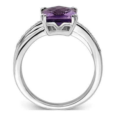 Sterling Silver 1/20 ct tw Amethyst & Diamond Ring – view 2