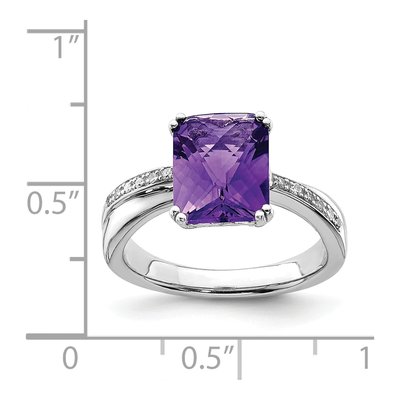 Sterling Silver 1/20 ct tw Amethyst & Diamond Ring – view 3