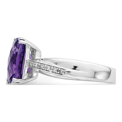 Sterling Silver 1/20 ct tw Amethyst & Diamond Ring – view 4
