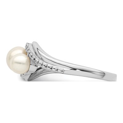 Sterling Silver Freshwater Cultured Pearl & Diamond Ring – view 3