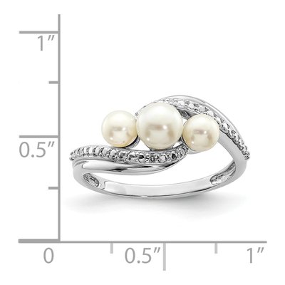 Sterling Silver Freshwater Cultured Pearl & Diamond Ring – view 4