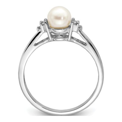 Sterling Silver Freshwater Cultured Pearl & Diamond Ring – view 2