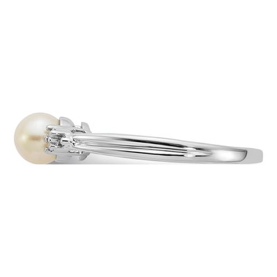 Sterling Silver Freshwater Cultured Pearl & Diamond Ring – view 3