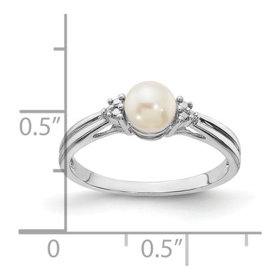 Sterling Silver Freshwater Cultured Pearl & Diamond Ring – view 4