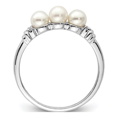 Sterling Silver Freshwater Cultured Pearl & Diamond Ring – view 2