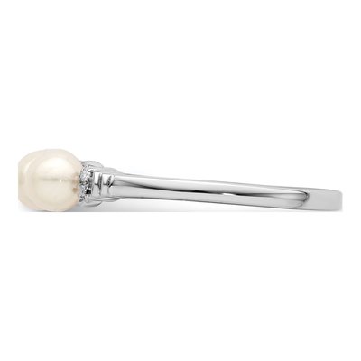 Sterling Silver Freshwater Cultured Pearl & Diamond Ring – view 3