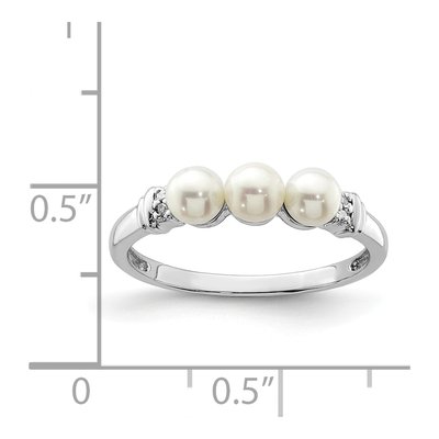 Sterling Silver Freshwater Cultured Pearl & Diamond Ring – view 4