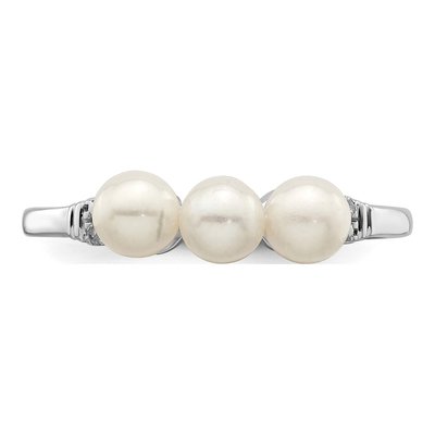 Sterling Silver Freshwater Cultured Pearl & Diamond Ring – view 5
