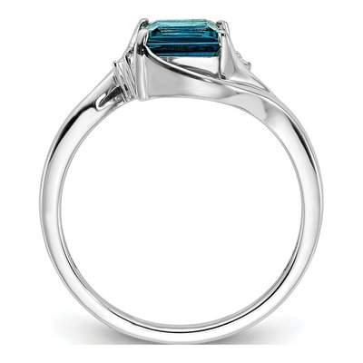 Sterling Silver London Blue Topaz & Diamond Ring – view 3