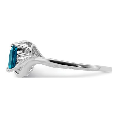 Sterling Silver London Blue Topaz & Diamond Ring – view 4