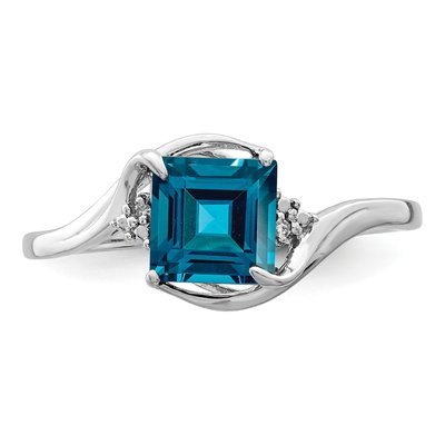 Sterling Silver London Blue Topaz & Diamond Ring – view 5