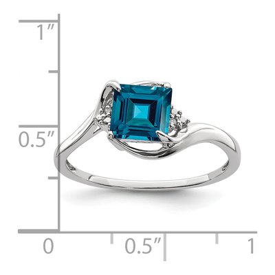 Sterling Silver London Blue Topaz & Diamond Ring – view 6