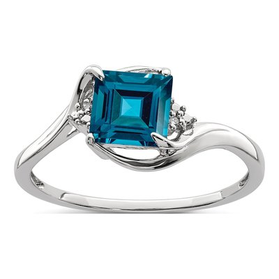Sterling Silver London Blue Topaz & Diamond Ring