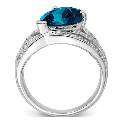 Sterling Silver London Blue Topaz & Diamond Ring – view 3
